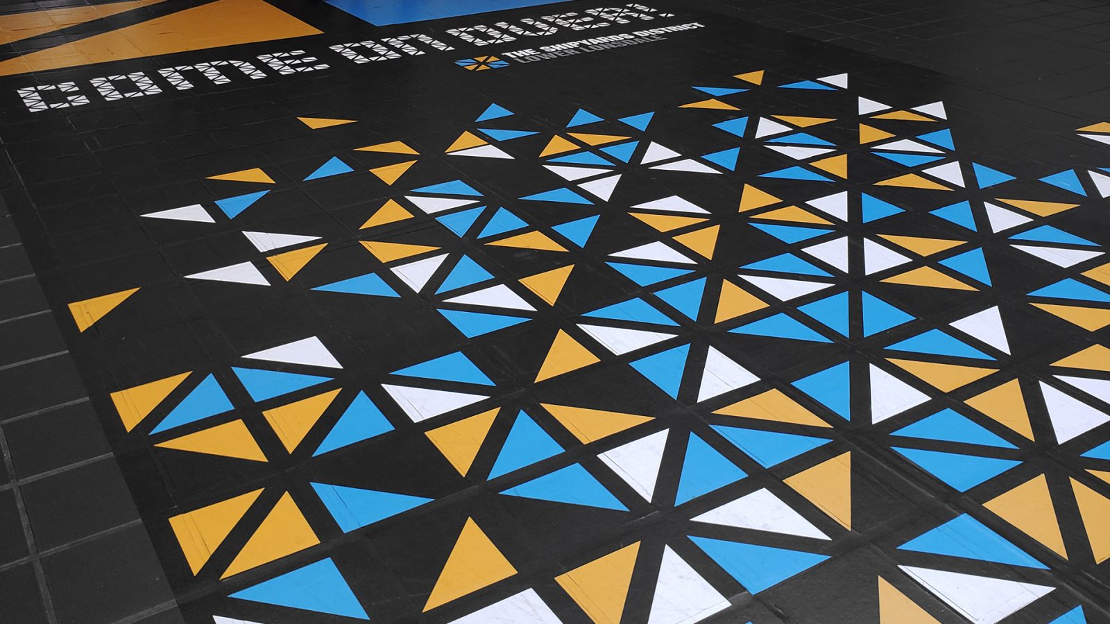 A floor decal at Waterfront Station.