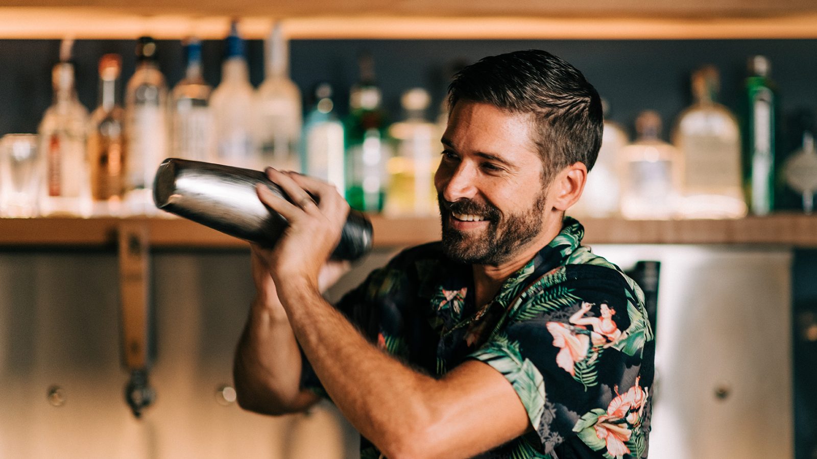 Making cocktails at the Gull.